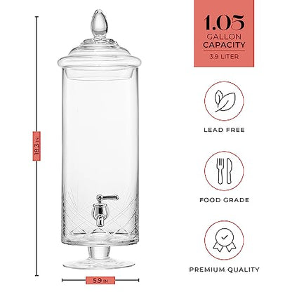 Fifth Avenue Glass Beverage Drink Dispenser Clear Provence w/Spigot - 1 Gal - color: Provence