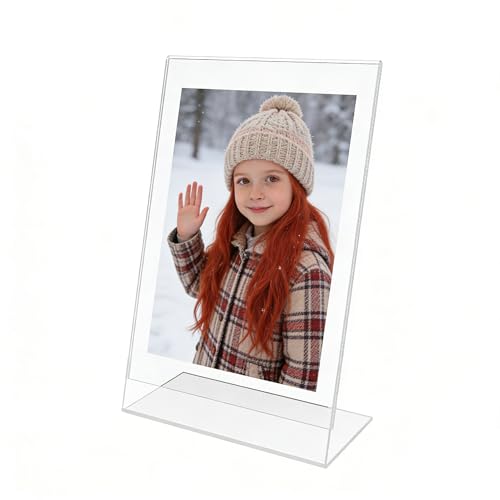 FixtureDisplays® 1PK 5.5 x 8.5" Clear Acrylic Sign Holder with Slant Back Design Portrait, Vertical Picture Frame 19780-5.5X8.5-Clear-NF