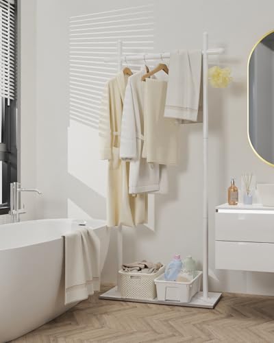 Coat Racks Freestanding with Natural Rock Base,68.9in,White,Large - color: White, size: 25.6*11.8*68.9in