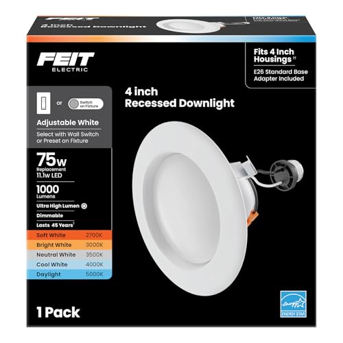 Feit Electric 4in LED Retrofit Recessed Downlight, 5CCT, 75W Eq - size: 1 Count (Pack of 1)