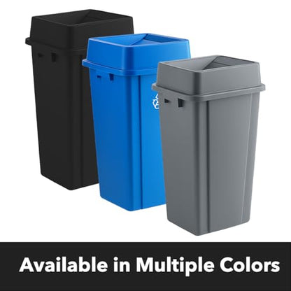 Black, 23 Gallon Square Commercial Trash Can with Swing Lid, Heavy-Duty Garbage Can, Industrial Trash Bin for Restaurants/Warehouse/Commercial Facilities - color: Black, size: 23 Gallon with Lid