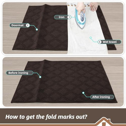 BEQHAUSE Dirt Trapper Door Mat 24" x 36" Non-Slip Washable, Brown - color: Brown, size: 24" X 36" (Rectangular)
