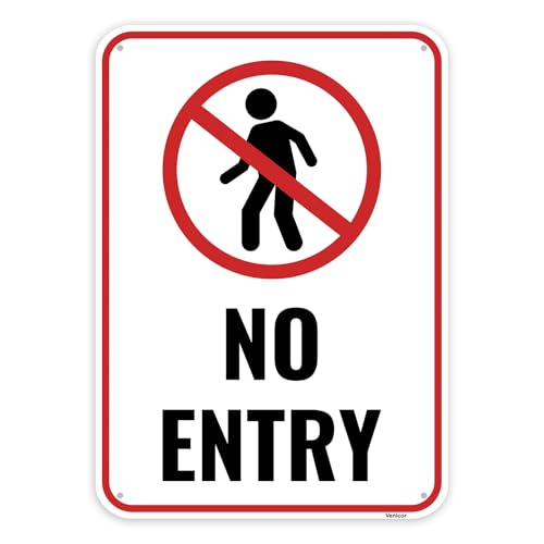1PC No Entry Sign, 14 x 10 Inches - Aluminum - Restricted Area Authorized Personnel Only No Access Warning Sign