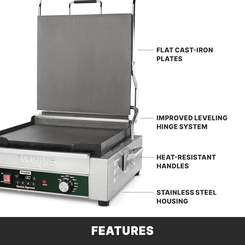 Waring Panini Press with Programmable Timer, 14" x 14" Cooking Surface - style: Full-Size Flat Toasting Grill with Timer