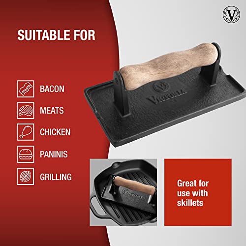 Victoria Cast Iron Panini Press, Burger Press, Bacon Press, Grill Press, Seasoned with 100% Kosher Certified Non-GMO Flaxseed Oil, Model Number: GAD-025 - color: Regular Press