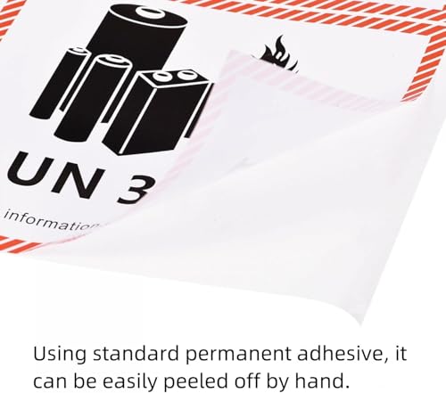 HYBSK 50PCS 4.7" x 4.3" Lithium Ion Battery Transport Caution Warning Labels for Shipping (UN3091) - size: UN3091