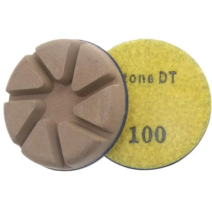 Hybrid Diamond Polishing Pucks, 3’’ Floor Grinding Pads for Hard Concrete Surface, Compatible with Ride-on/Walk-Behind Floor Grinder, Aggressive Ceramic Bond, 100#, 9PCS - style: 100# 9PCS