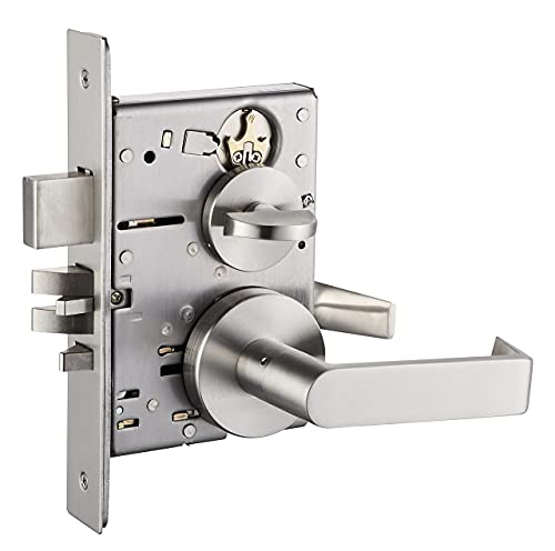Commercial Heavy Duty Mortise Lock Handle Set for Entrance/Office Front Door F20 - color: Rose / Entry
