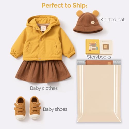 Fuxury Poly Mailers 10x13" 100 Pcs,Durble Shipping Bags For Clothing,Beige - color: Beige, size: 10x13'' 100pcs