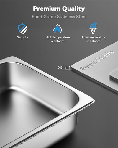 ZeroPone Hotel Pans with Lids, 4 Pack Full Size, 4" Deep - color: 4" Deep 4 Pack, size: 1/1 Size