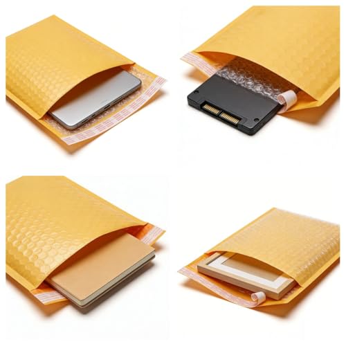 6x 9" Kraft Bubble Mailers,10 Pack Padded Envelopes, 6x9 Inch Waterproof Tear Resistant Bubble Wrap Envelopes Self Sealing Shipping Bags for Makeup Business Packaging Supplies (Yellow, 6 * 9 Inch) - color: Yellow, size: 6*9 Inch