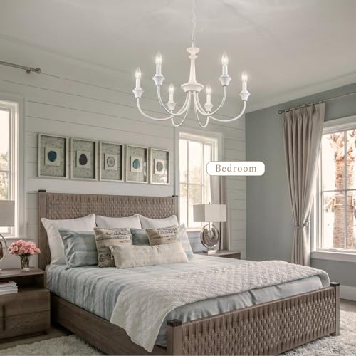 6 Light French Country Chandelier White Chandelier Pendant Light Fixture - color: 6 Light-Antique White