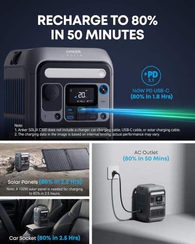 Anker SOLIX C300 Portable Power Station, 288Wh Solar Generator for Camping - style: Anker SOLIX C300