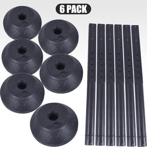 Sign Post Holder and Water-Fillable Base Set, Black, 6 Pack