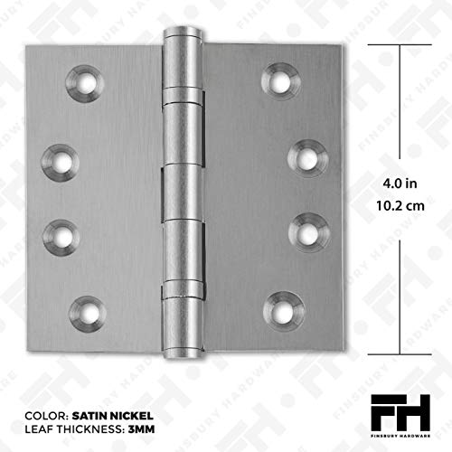 Solid Brass Door Hinge Heavy Duty Ball Bearing Matte Silver 4x4 Inch - Set of 24 Hinges (Satin Nickel) - color: Satin Nickel