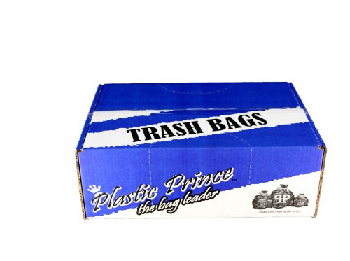 Plastic Prince 55 Gallon Trash Bags 37" x 50" Black Garbage for Heavy Industrial Use Contractor Bags 4 Mil, Black 100/Case - style: 4 Mil