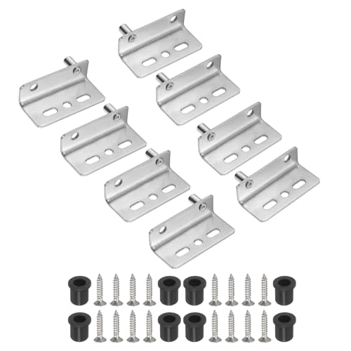 uxcell 4Set Pivot Hinge, 40 x 18 mm Heavy Duty Iron Concealed Shaft Door Hinges with Bushing Kit for Furniture Cabinets Wood Doors, Silver - color: Silver