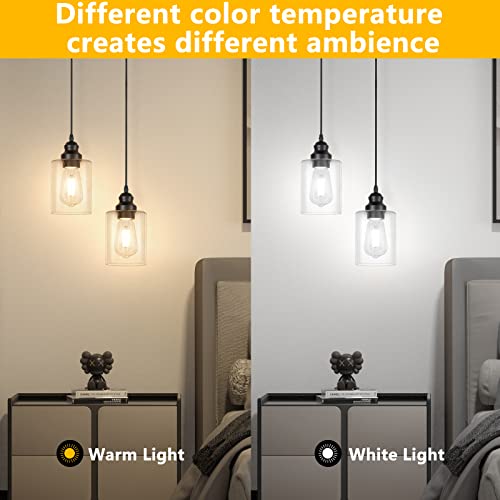 Licperron 2 Pack Modern Black Pendant Lighting, Clear Glass Shade Pendant Lights Kitchen Island, Hanging Ceiling Light Fixture, Farmhouse Pendant Lighting for Dining Room Bedroom Bar Office - size: 2-Pack