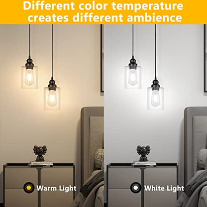 Licperron 2 Pack Modern Black Pendant Lighting, Clear Glass Shade Pendant Lights Kitchen Island, Hanging Ceiling Light Fixture, Farmhouse Pendant Lighting for Dining Room Bedroom Bar Office - size: 2-Pack