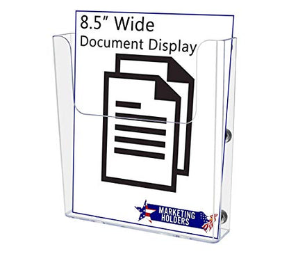 Marketing Holders Metal Mount 8.5" Wide Magazine Holder Brochure Magnetic Pamphlet Catalog Document Booklet Display Literature Printed Material Metal Surfaces - size: 8.5" Wide Magnetic Mount