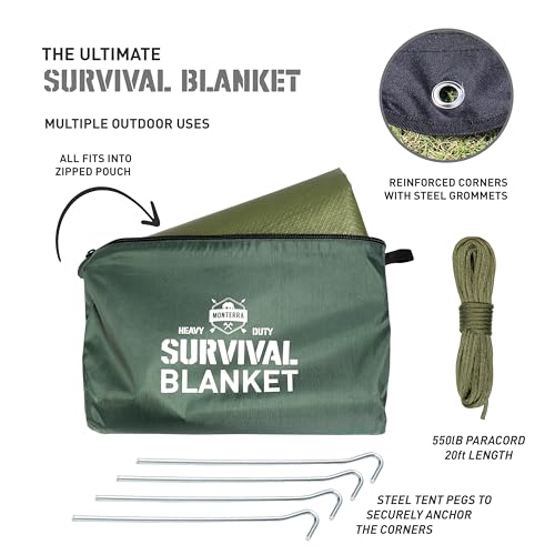Insulated Tarp, Emergency Survival Blanket, 60” x 84”, Heavy Duty Waterproof Groundsheet, Camping, Thermal Space Blanket, Reflective Bivvy Shelter.