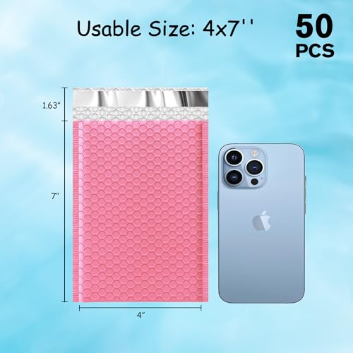 Thank You Bubble Mailers 4x8'' 50 Pack, Self Sealing Padded Envelopes, Strong Adhesion Bubble Envelopes, Waterproof Mailing Envelopes, Cushioning Shipping Envelopes - Pink - color: Thank You Hot Pink, size: 4x8" 50Pcs