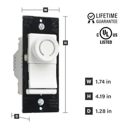 Legrand 450W Deco Rotary LED Dimmer Light Switch 3-Way White 1 Pack - size: 1 Count (Pack of 1)