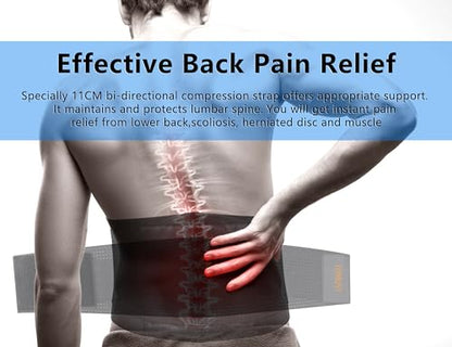 Back Brace Lumbar Support Belt with Support Stays and Straps, XXL - size: XX-Large