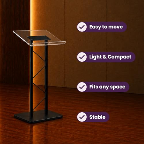 Kingdom KML15TA Modern & Stylish Acrylic and Metal Podium, Conference Podium for Speakers, Speeches and Other Occasions (43.4" Height) - size: Design 07