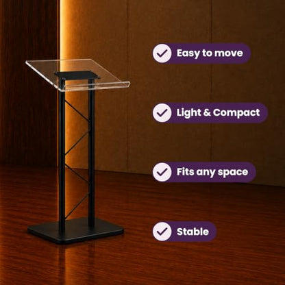 Kingdom KML15TA Modern & Stylish Acrylic and Metal Podium, Conference Podium for Speakers, Speeches and Other Occasions (43.4" Height) - size: Design 07