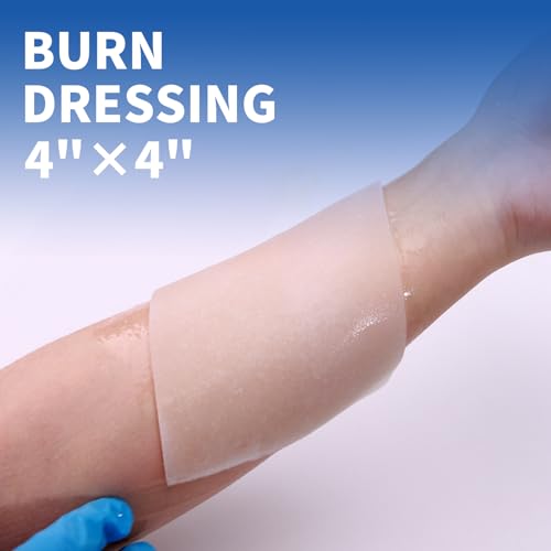 Dr.Med Burn Kit, 4pcs Burn Dressings 4x4”, 8pcs Burn Gel 3.5g, 4pcs Non-Adherent Xeroform Petrolatum Gauze, Burn First Aid Cooling Soothing Cream with Bandage, Latex Surgical Gloves, Scissors, Tape