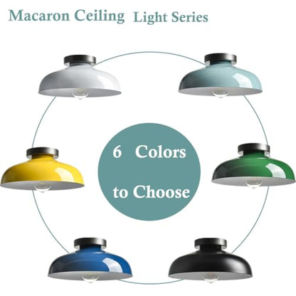 DIRYZON Industrial Yellow Semi Flush Mount Ceiling Light, 12-Inch - color: Yellow