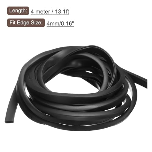 uxcell U Channel Edge Trim, 13.1ft Length Rubber Guard Seal Strip Edge Protector Flat Type Fit for 4mm Edge, (11/32" W x 7/16" H) Black - size: Fit 4mm x 13.1'L x 7/16"H x 11/32"W