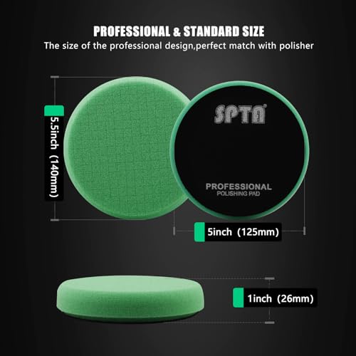 Green T120 Heavy-Cut Foam Polishing Pad, 3Pc 5.5 Inch Buffing Polishing Pads for 125mm Backing Plate Compound Buffing Sponge for Car Buffer Polisher Compounding, Polishing and Waxing -FPTSS5G-3 - color: 3Pcs Green T120 Heavy Cut, size: 5.5inch