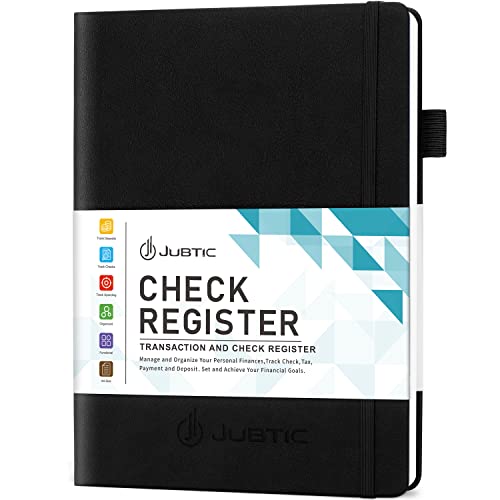 JUBTIC Hardcover Check Registers for Personal Checkbook(7.5x10″), Large Accounting Ledger for Small Business,Check Register Book Transaction Registers to Track Income & Expenses, Bank Account - Black - color: Black, size: Large (7.5x10 Inch)