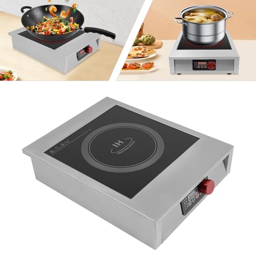 3500W Commercial Induction Cooktop, Stainless Steel Countertop Burner