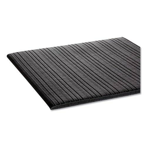Crown Ribbed Vinyl Anti-Fatigue Mat, 24" x 36", Black Ribbed Surface