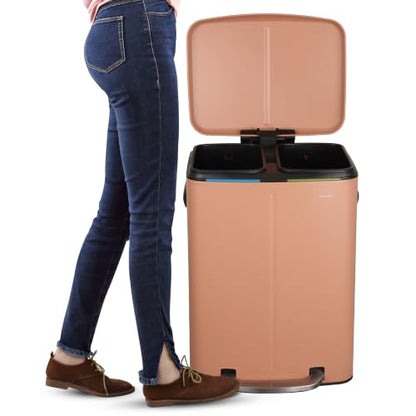 happimess Marco 10.6 Gal Double Bucket Step Trash Can, Clay Rose - color: Clay Rose