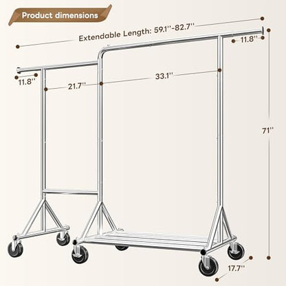 Raybee Heavy Duty Clothes Rack 500LBS L-Shaped Rolling Garment Rack - style: Industrial