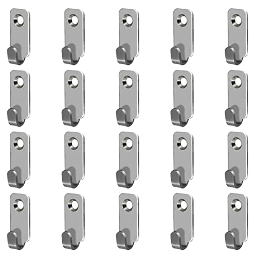 20pcs Heavy Duty Hanger 304 Stainless Steel Wall Mounted Mini J Hook for Mirror Picture Frames Hanging Wire/D Rings/Keyhole Hangers - style: J Shaped Hanger (20pcs)