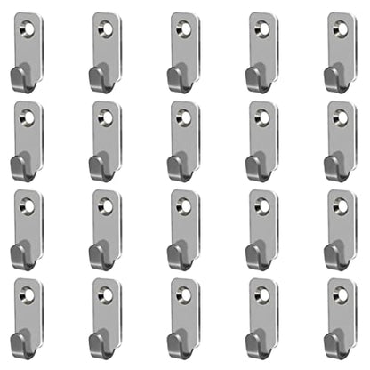 20pcs Heavy Duty Hanger 304 Stainless Steel Wall Mounted Mini J Hook for Mirror Picture Frames Hanging Wire/D Rings/Keyhole Hangers - style: J Shaped Hanger (20pcs)