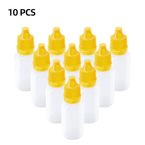 10Pcs 15ml Plastic Dropper Bottles, 0.5oz Small Squeeze Leakproof Dropper Bottle with Childproof Cap and Plug, Reusable Portable Eye Liquid Container for Travel Yellow - color: Yellow Cap