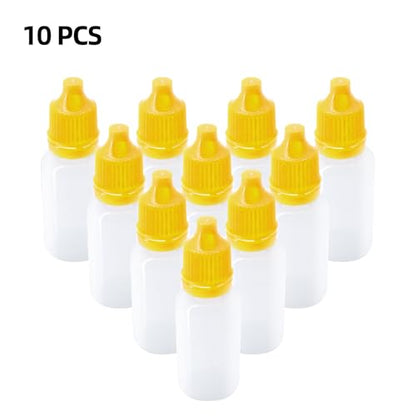 10Pcs 15ml Plastic Dropper Bottles, 0.5oz Small Squeeze Leakproof Dropper Bottle with Childproof Cap and Plug, Reusable Portable Eye Liquid Container for Travel Yellow - color: Yellow Cap