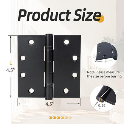 4.5 inch X 4.5 inch Heavy Duty Commercial Door Hinge - color: Black, size: 4.5in X 4.5in
