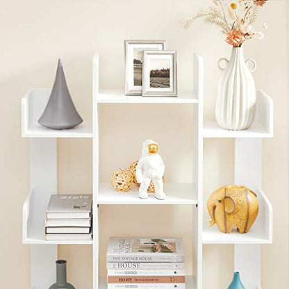 VASAGLE Bookshelf with 13 Storage Shelves, 9.8 x 33.9 x 55.1 Inches - color: White, style: 5-Tier (33.9"W)