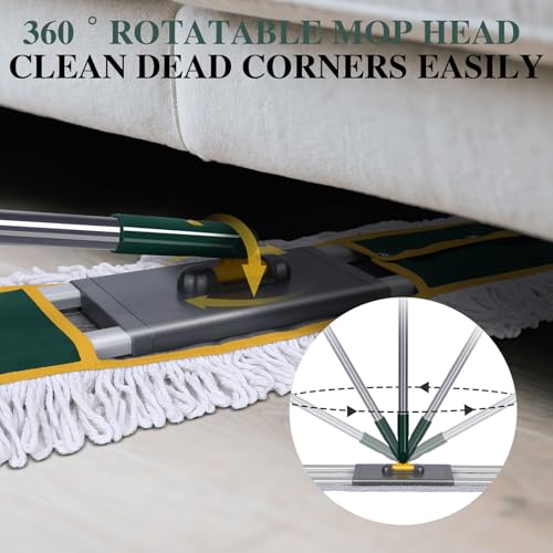Masthome 36" Commercial Dust Mop,Heavy Duty Wet & Dry Flat Floor Mops - color: Green Large