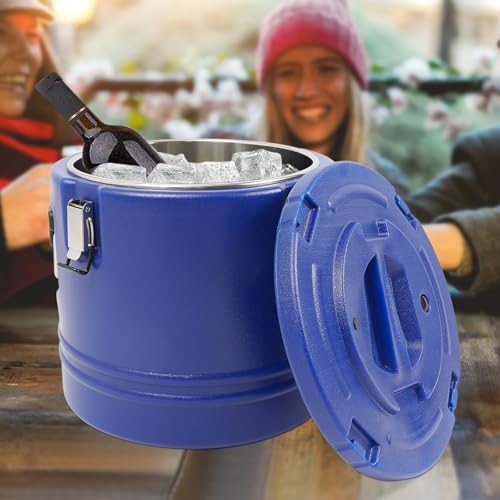 Insulated Food Carrier Insulated Soup Container 20L/5.3Gal Commercial Food Warmer Hot Box for Hot Cold Food Insulation Barrel Cooler Stainless Steel Lining w/Dust Cover for Restaurant Canteen - color: 20L-Blue