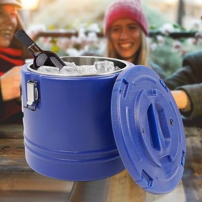 Insulated Food Carrier Insulated Soup Container 20L/5.3Gal Commercial Food Warmer Hot Box for Hot Cold Food Insulation Barrel Cooler Stainless Steel Lining w/Dust Cover for Restaurant Canteen - color: 20L-Blue