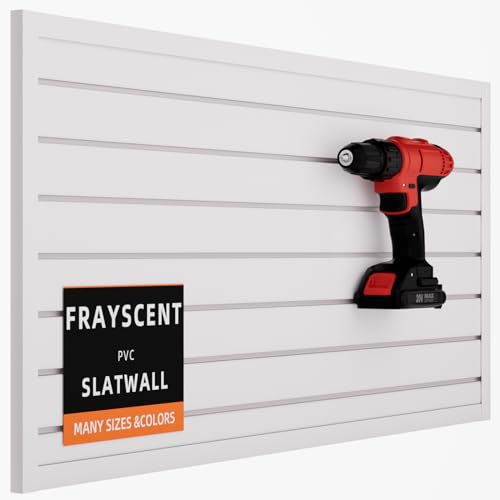 FRAYSCENT Slat Wall Paneling Garage Slat Wall Storage Systems Slatwall Panels Power Tool Organizer Wall Mount, PVC Garage Storage & Organization Products Slate Board (White, 4ft x 2ft) - color: White, size: 4x2ft