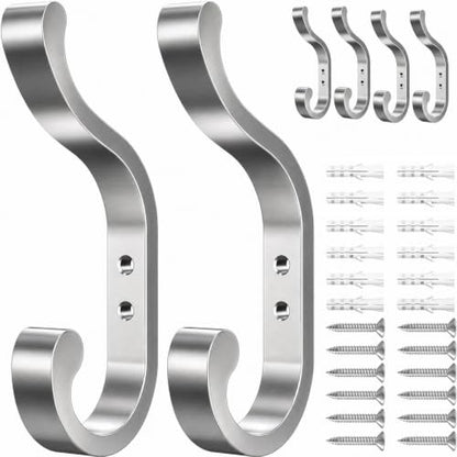 Coat Hooks Wall Mount,Heavy Duty Wall Hooks for Backpack,Towel,Silver 6 Pcs - color: Silver, size: 6 Pack